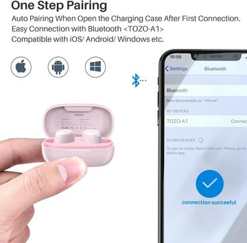TOZO ideal für unterbrechungsfreies Musikhören und Telefonieren In-Ear-Kopfhörer (Die A1 Ohrhörer, 6mm Lautsprecher sorgen für dynamischen Stereo-Klang mit beeindruckenden Höhen und kraftvollem Bass., IntuitiveTouch-Bedienung,Die Smart Touch-Steuerung ermöglicht mühelose)