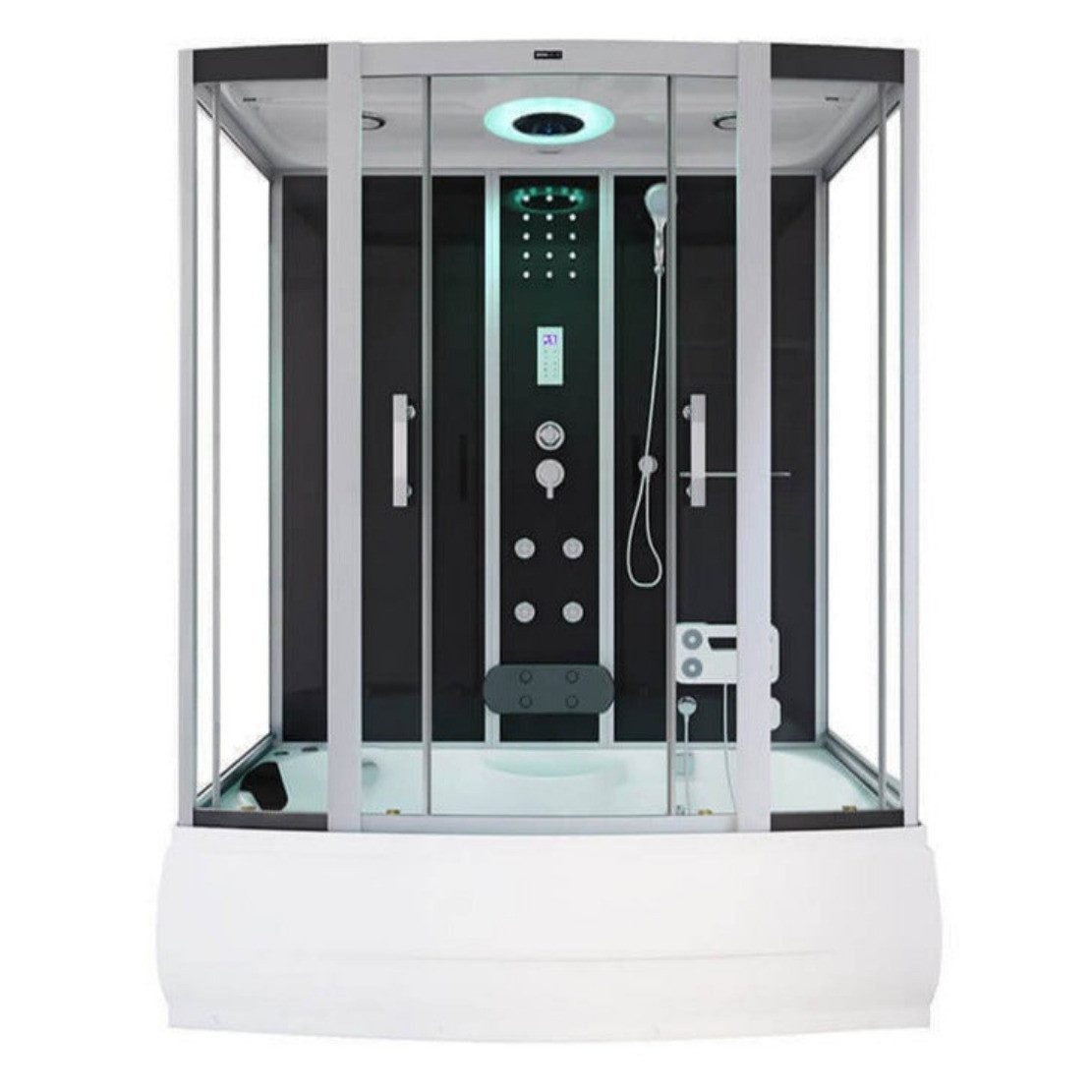 DEKO VERTRIEB BAYERN Dampfdusche XXL Luxus LED Dampfdusche inkl. Whirlpool-SET 170x90 +Radio Black