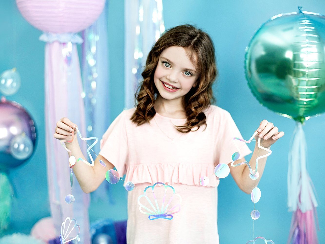 partydeco Girlande, Girlande Banner Meerestiere 11x165cm irisierend