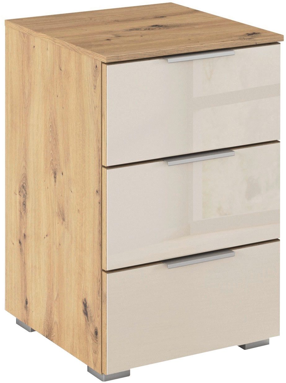 OTTO home Nachtkommode Nachttisch Nachtschrank Nachtkonsole AGORDO mit Glasfront (in zwei Griff-Farben, Breite 40 cm), mit 3 geräumigen Schubladen für viel Stauraum MADE IN GERMANY