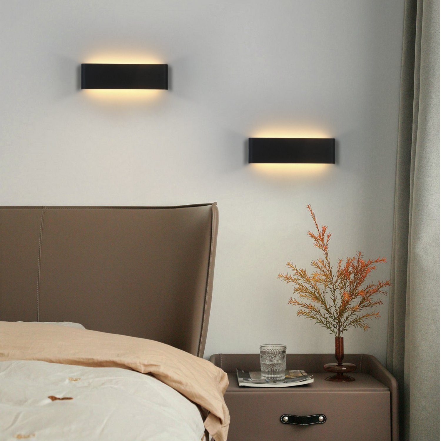 Nettlife LED Wandleuchte Warmweiß Modern 76cm schwarz Warmweiß LED Metall fest Blendfrei, integriert