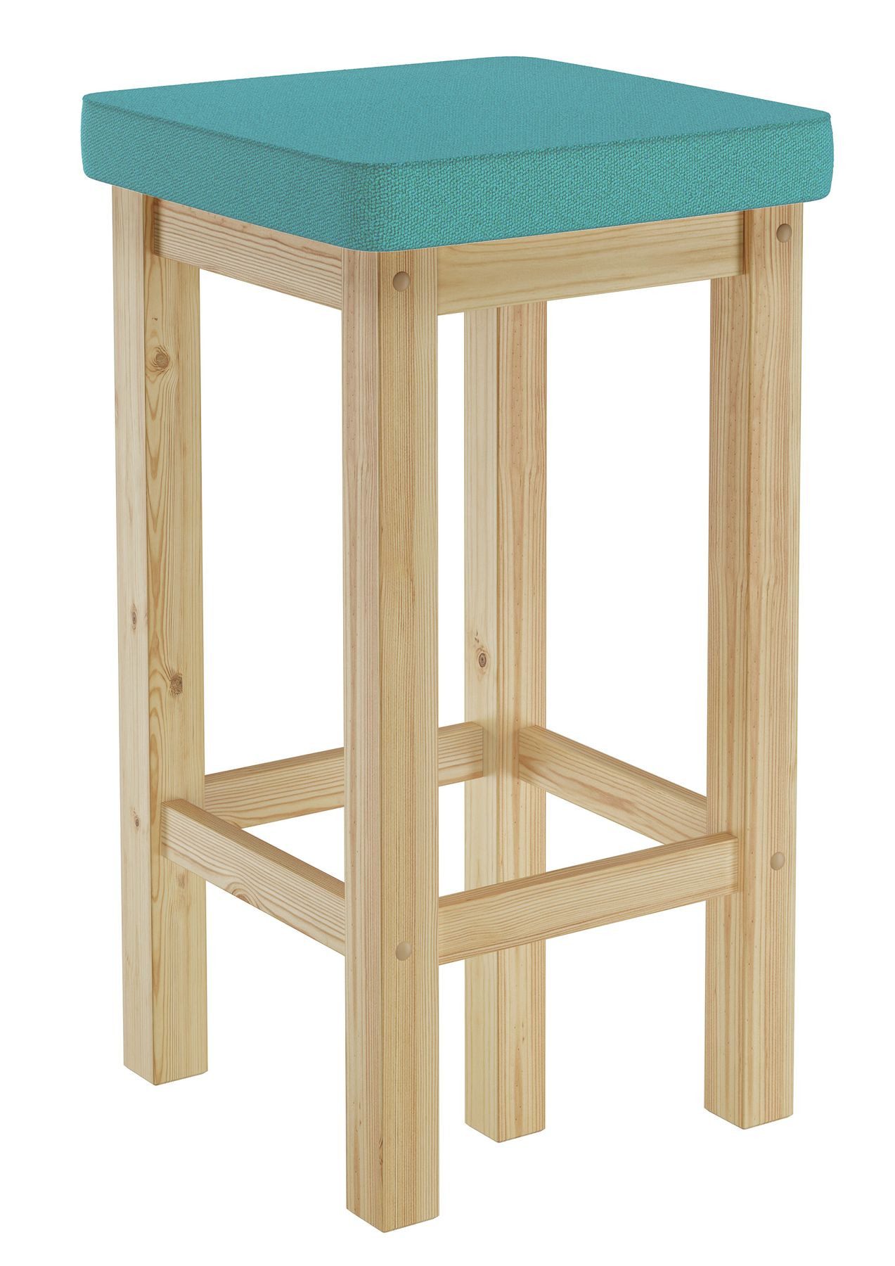 ERST-HOLZ Arbeitshocker Holzhocker Barhocker Verschiedene Polsterfarben 60 cm Kiefer