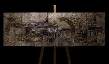 YS-Art Gemälde Abstraktion II, Abstrakt, Abstraktes Leinwand Bild Handgemalt Lila Gold Rund
