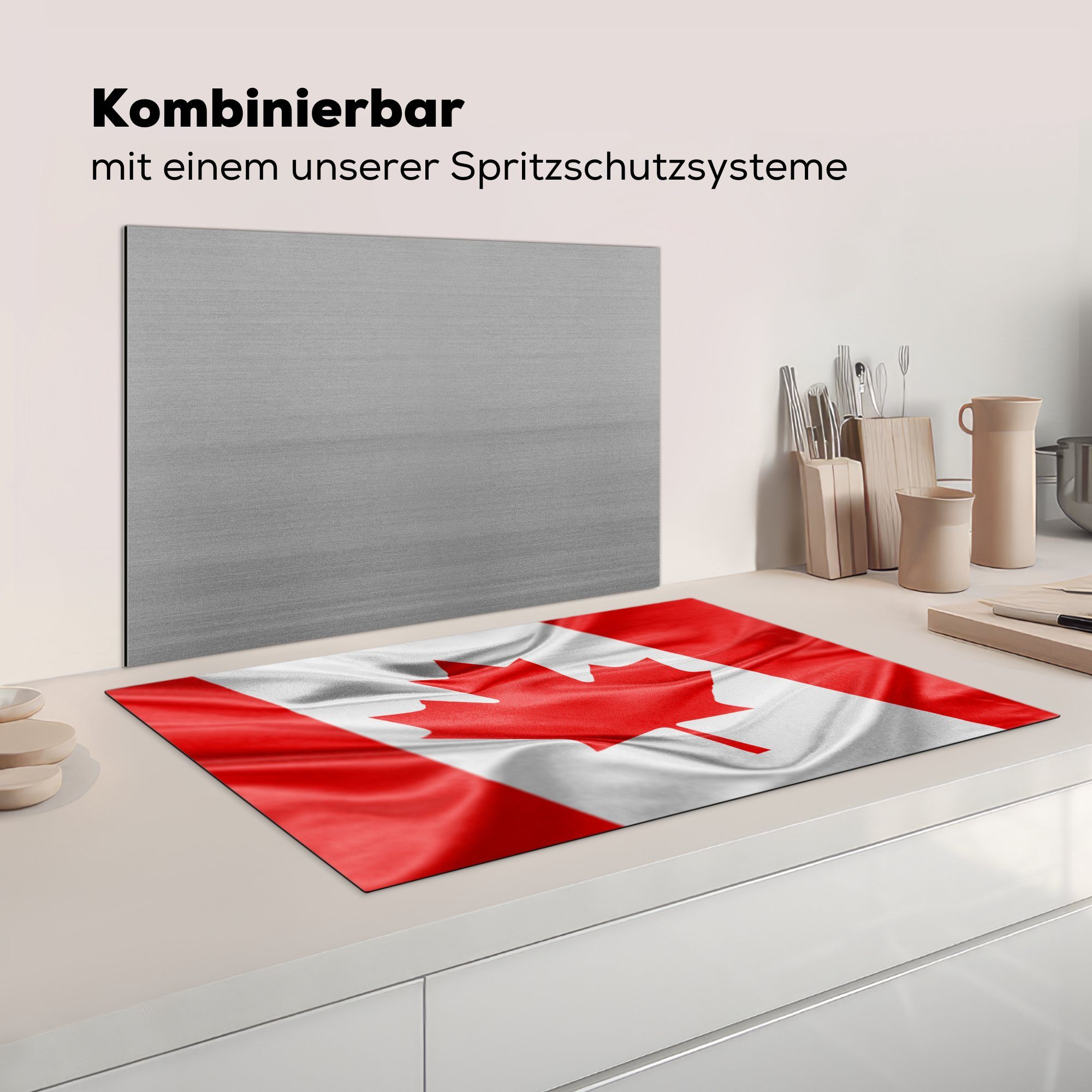 Ceranfeldabdeckung, küche für Arbeitsplatte Herdblende-/Abdeckplatte 83x51 tlg), der Kanada, Auflösung von (1 MuchoWow cm, Flagge Vinyl, Hohe