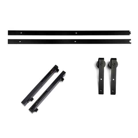 SO-TECH® Schiebetür Schiebetürbeschlag LOUNGE mit Soft-Close schwarz aus Stahl, belastbar bis 100 kg, Komplettset