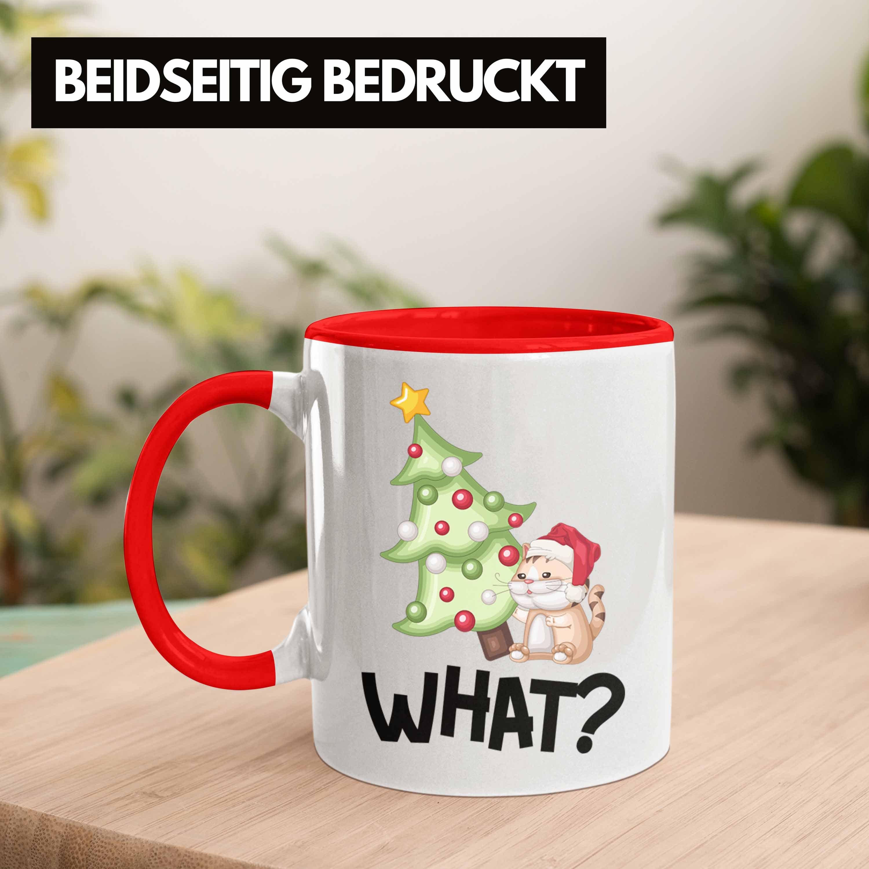 Trendation Tasse Geschenk Lustige W Grafik Rot Katzen-Besitzer Tasse für Katzen Weihnachten