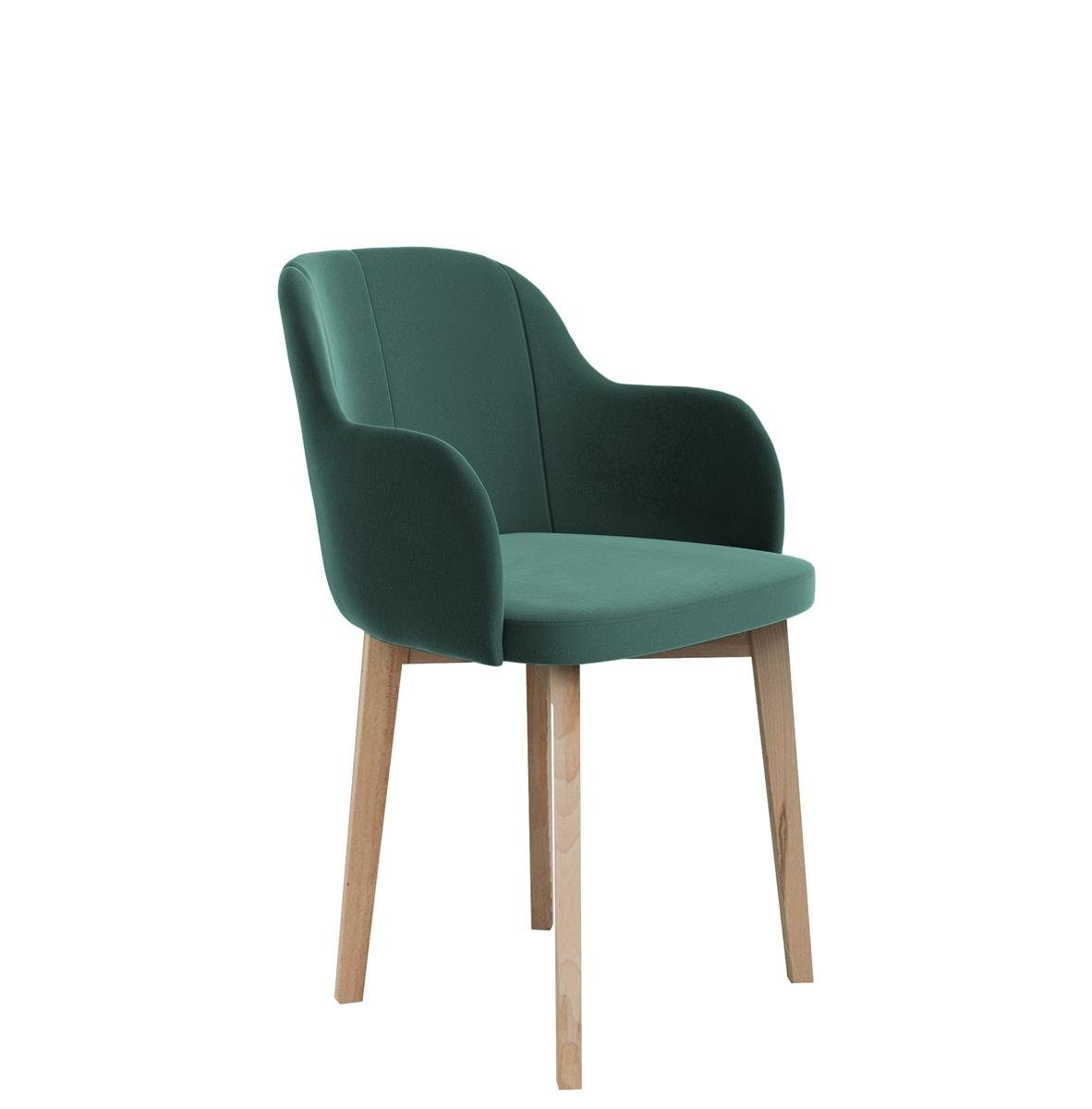 Beautysofa Polsterstuhl Relax (aus Veloursstoff), Stuhl für Wohnzimmer oder Büro, Relaxstuhl mit Holzbeine Grün (riviera 38) | Polsterstühle