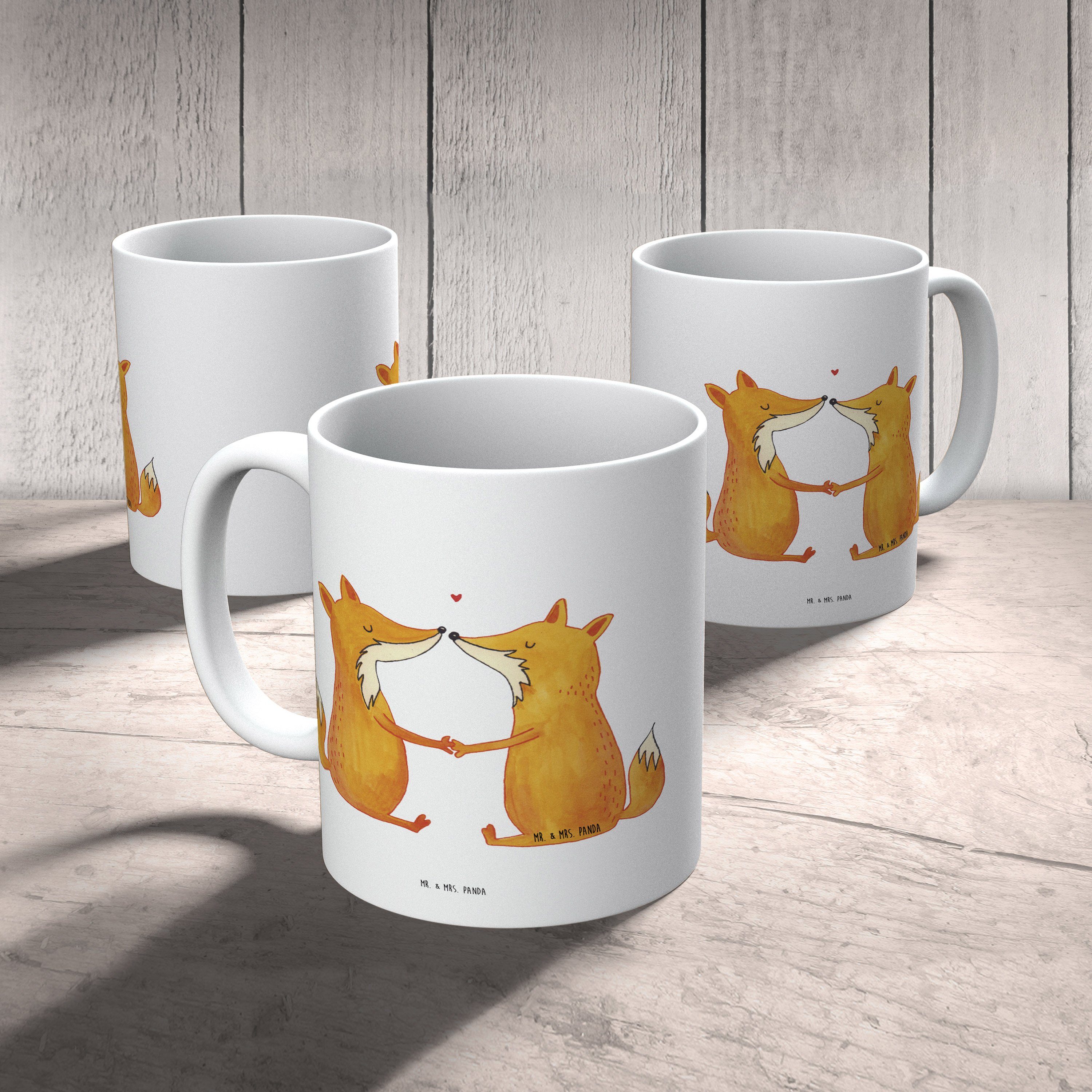 romantisc, Füchse Tasse Panda - Keramik Geschenk, Tasse - Weiß Mr. Liebe & Mrs. Kaffeetasse, Sprüche,