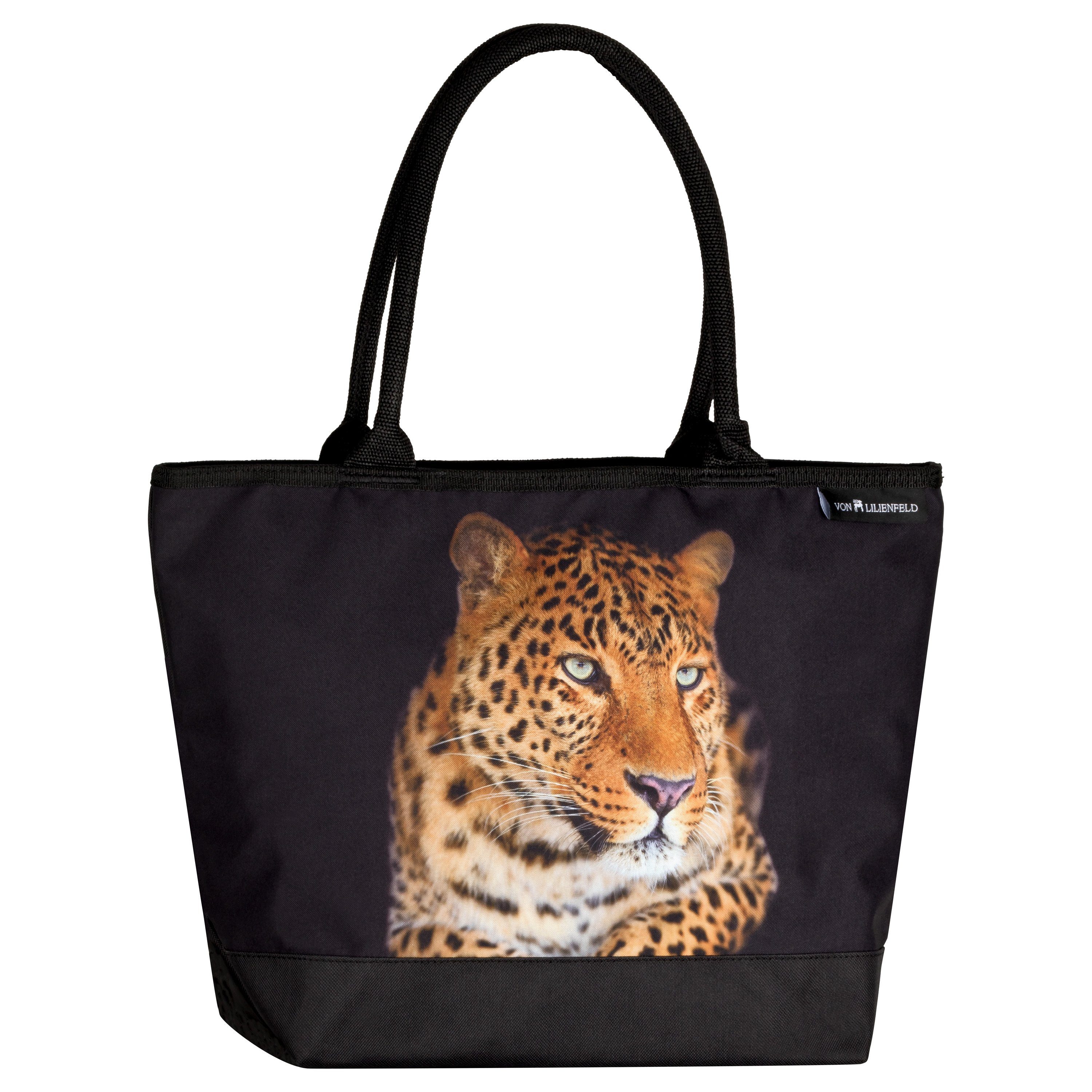 von Lilienfeld Handtasche Tasche mit Motiv Leopard Raubkatze Shopper