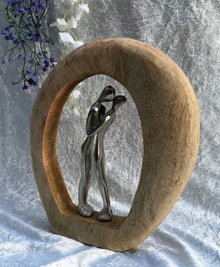 Moritz Skulptur Skulptur Hochzeit Liebespaar 23x4x26 cm, Dekoobjekt Holz, Tischdeko, Fensterdeko, Wanddeko, Holzdeko