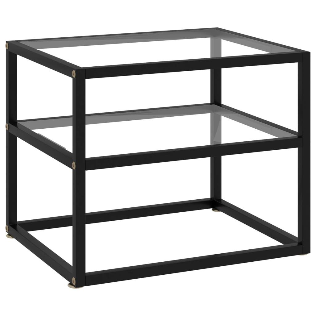 furnicato Beistelltisch Konsolentisch 50x40x40 cm in Transparent und Schwarz (1-St), Beistelltisch mit Ablageböden und pflegeleichter Glasoberfläche