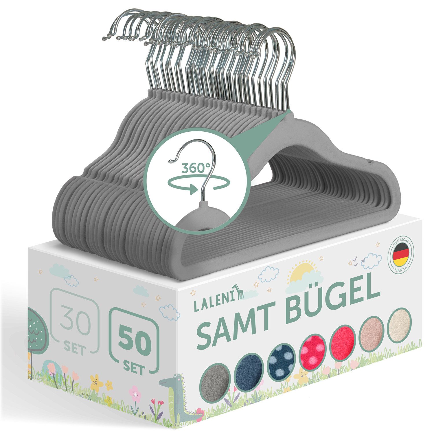 Laleni Kleiderbügel für Kinder mit Samtbezug günstig online kaufen