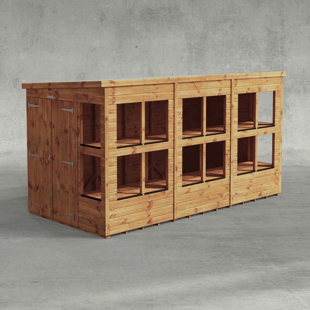 Gartenhaus Holz-Gewächshaus mit Pultdach aus Nut und Feder Vollholz mit Doppeltür