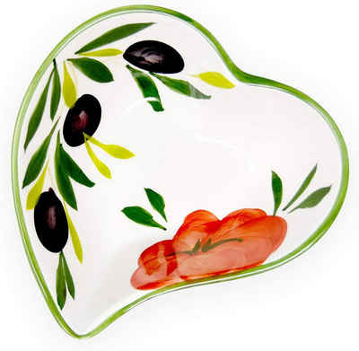 Lashuma Dessertschale »Tomate Olive«, Keramik, (1-tlg), herzförmige Servierschüssel handbemalt 14x14 cm