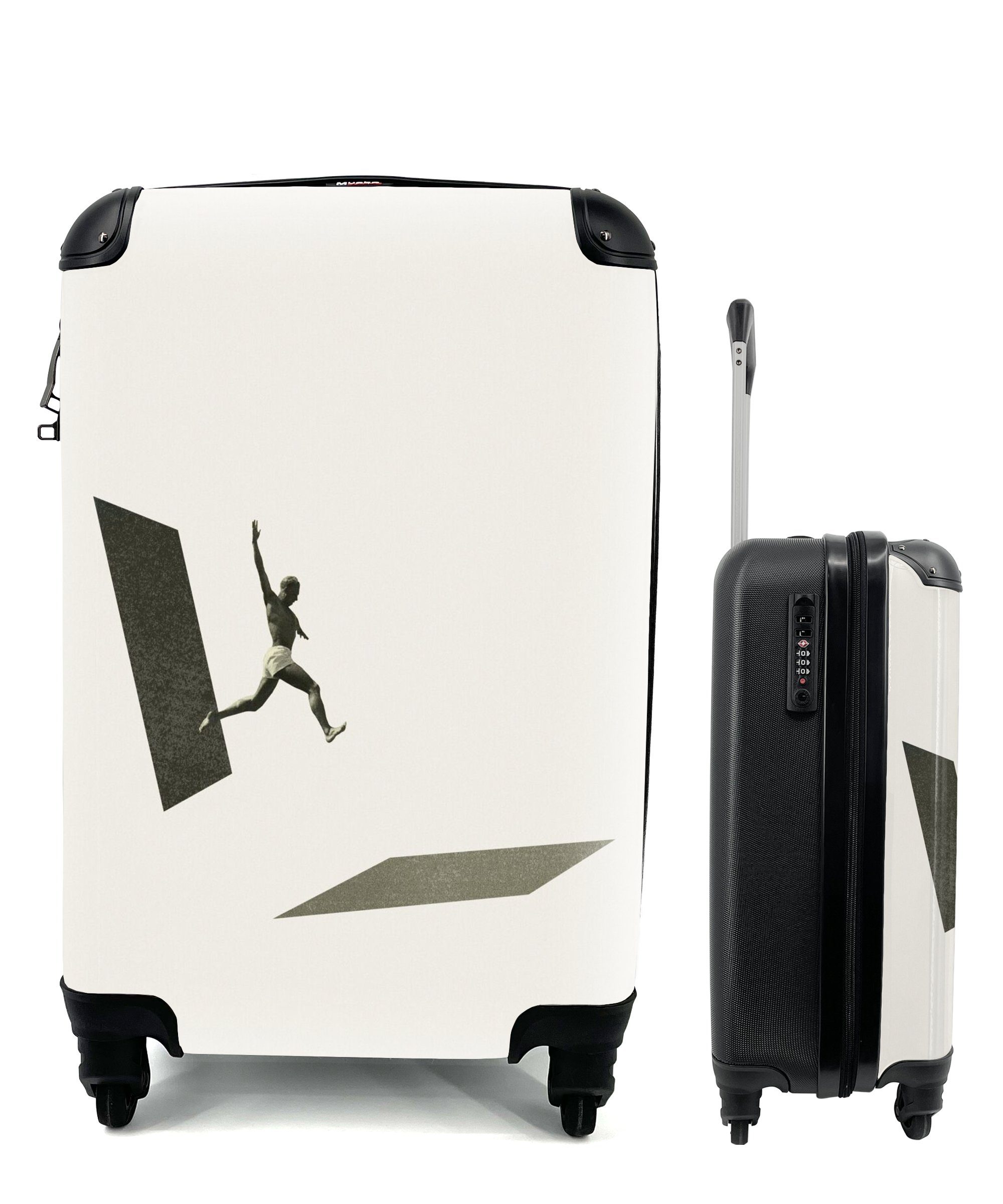 MuchoWow Handgepäckkoffer Jahrgang - Mann - Design, 4 Rollen, Reisetasche mit rollen, Handgepäck für Ferien, Trolley, Reisekoffer