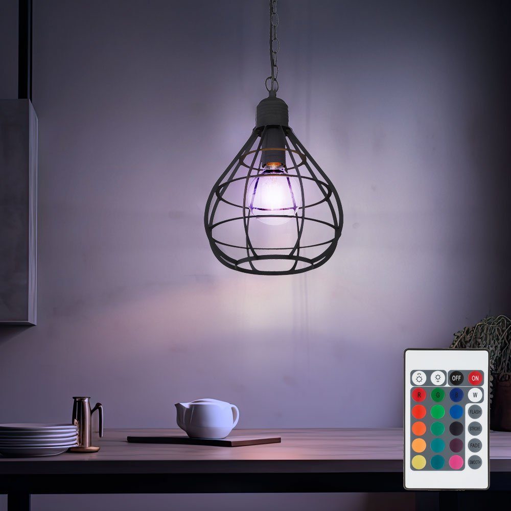 Schlaf etc-shop inklusive, Leuchtmittel dimmbar schwarz Warmweiß, LED Hänge Farbwechsel, Pendelleuchte, Gitter Zimmer Leuchte Pendel Decken Lampe