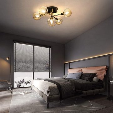Nettlife LED Deckenleuchte Wohnzimmer 5-Flammig Glaskugeln 40W, LED wechselbar, Warmweiße, Glühbirne austauschbar