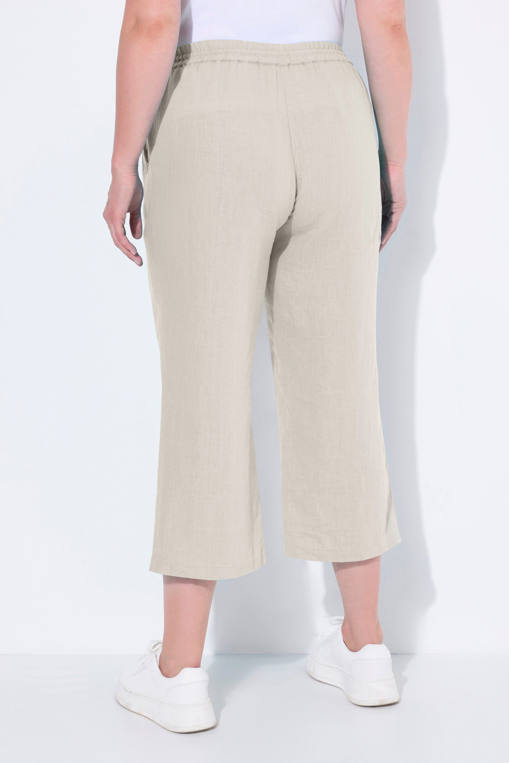 Ulla Popken Funktionshose 7/8-Leinenhose elastischer Bund natürlich kühl