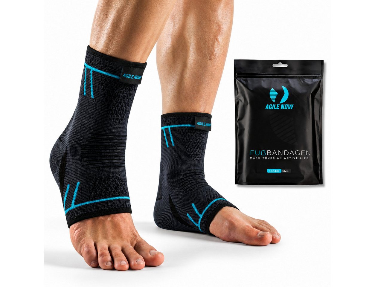 AGILE NOW Sprunggelenkbandage Kompressionssocken (Hochwertige Fußbandage, Fußbandagen, Sprunggelenk Bandage), Knöchelbandage / Sprunggelenkbandagen