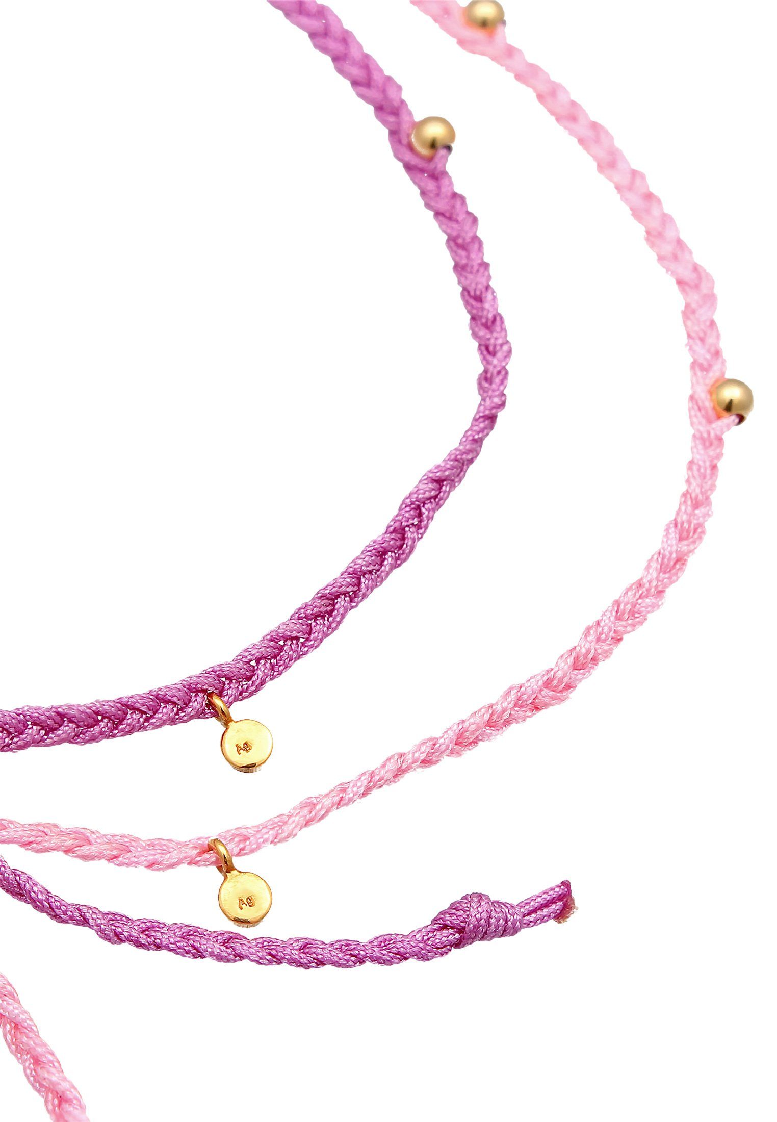 tlg) Beads Fußkette Bändchen Silber (2 Set Nylon Pink Elli 925