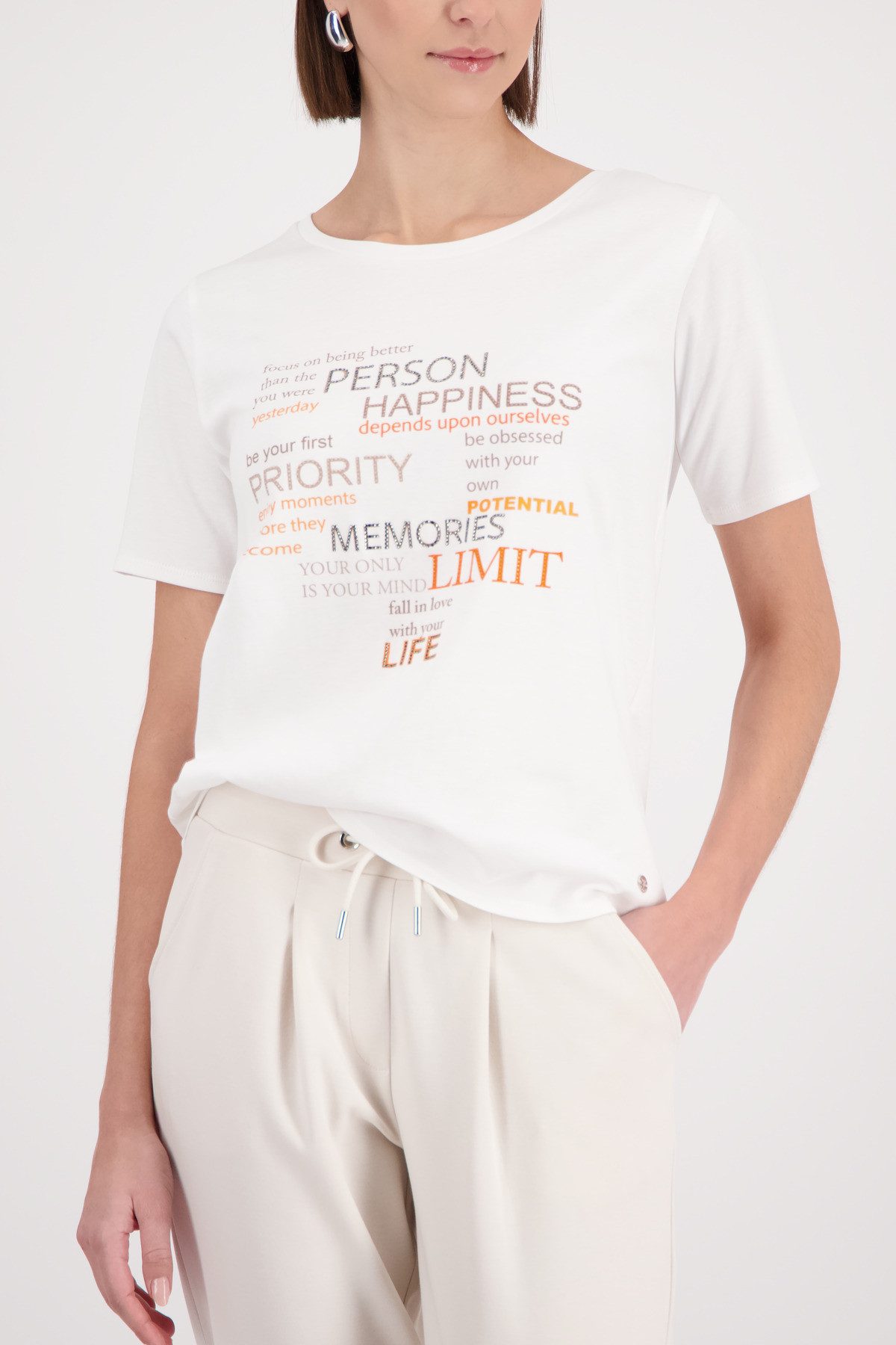 Monari T-Shirt Rundhalsausschnitt, Regular Fit, Strasssteine