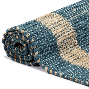 Teppich Teppich Handgefertigt Jute Blau 80x160 cm, vidaXL, Rechteckig