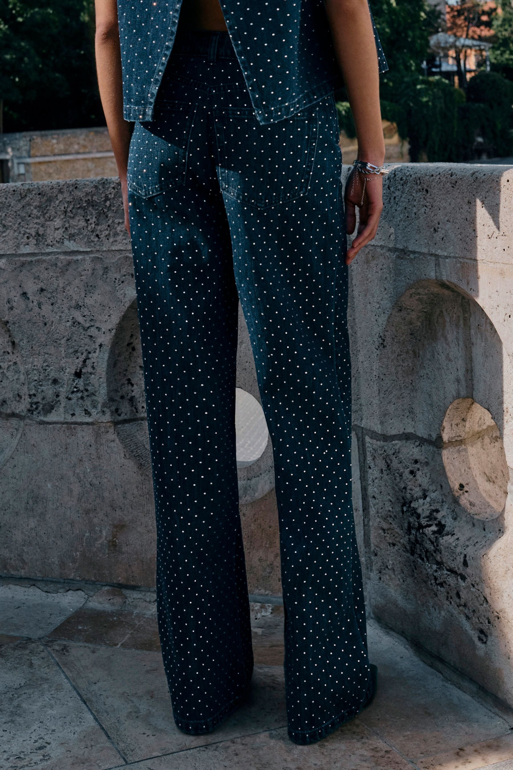 Next Weite Jeans Verzierte Jeans mit weitem Hosenbein (1-tlg) günstig online kaufen