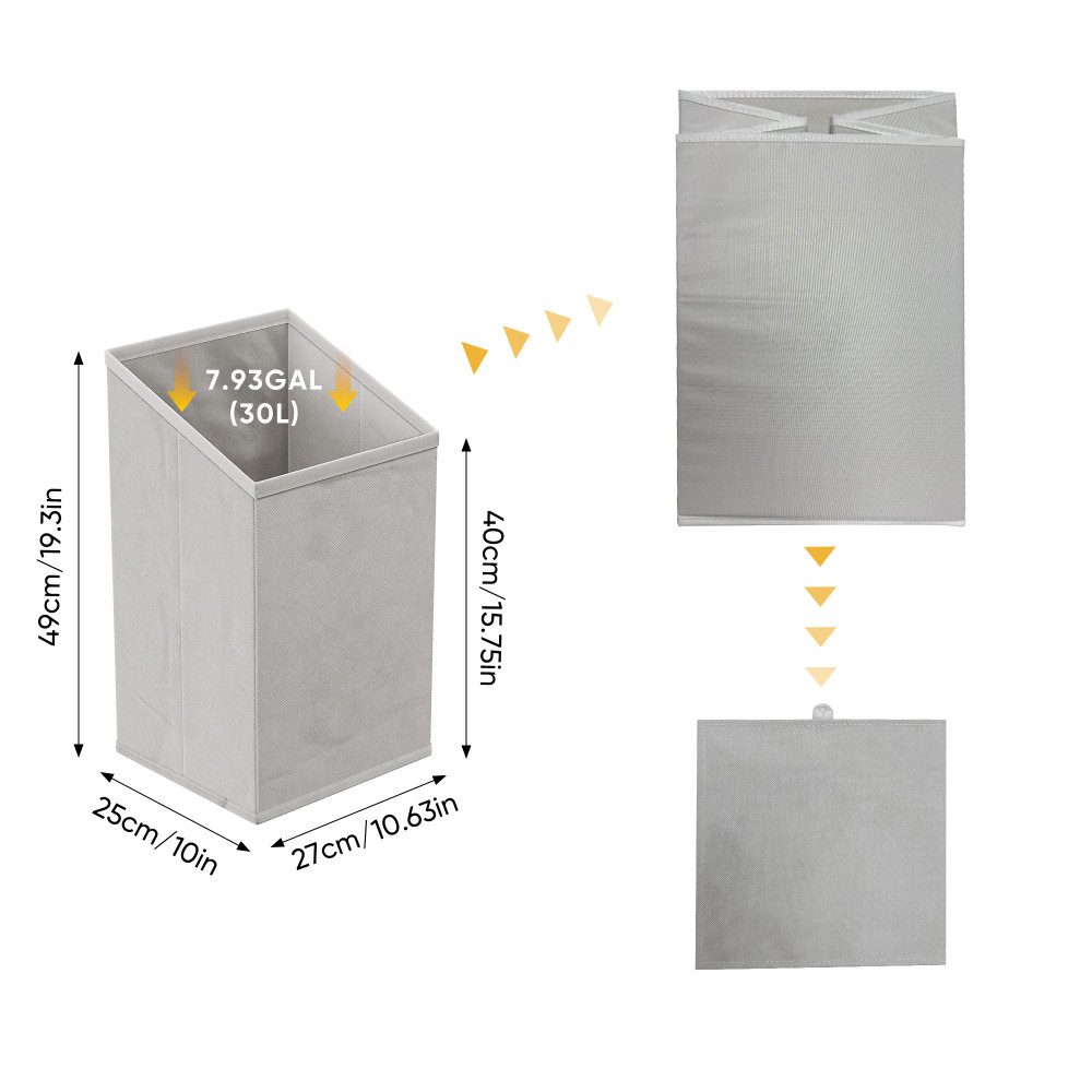 BBWL Wäschekorb Wäschekorb-Schrank 66 x 35 x 67 cm, 2 herausnehmbare Stoffkörbe, kippbar, Wäschesortierer mit Tragegriffen und Kippschutz – Bild 4 von 5