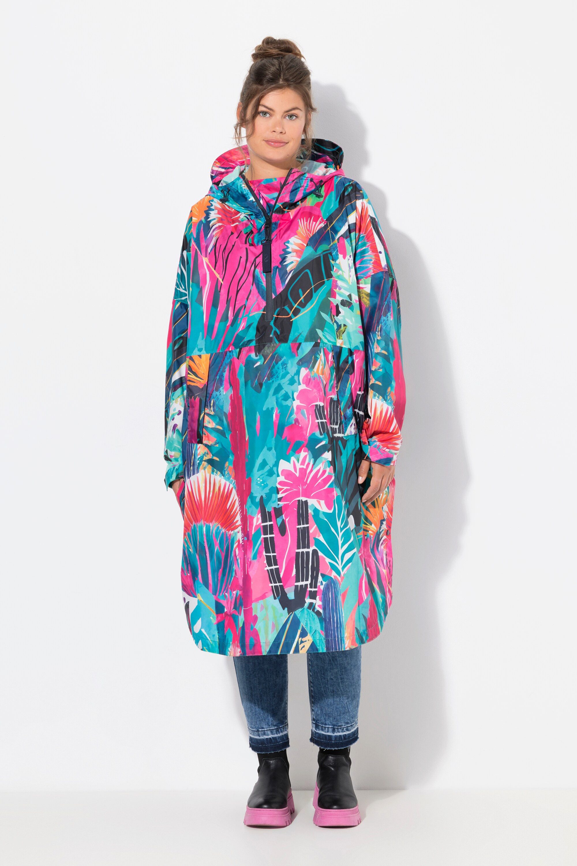 Funktionsjacke Funktions-Regencape Unisex Print Kapuze