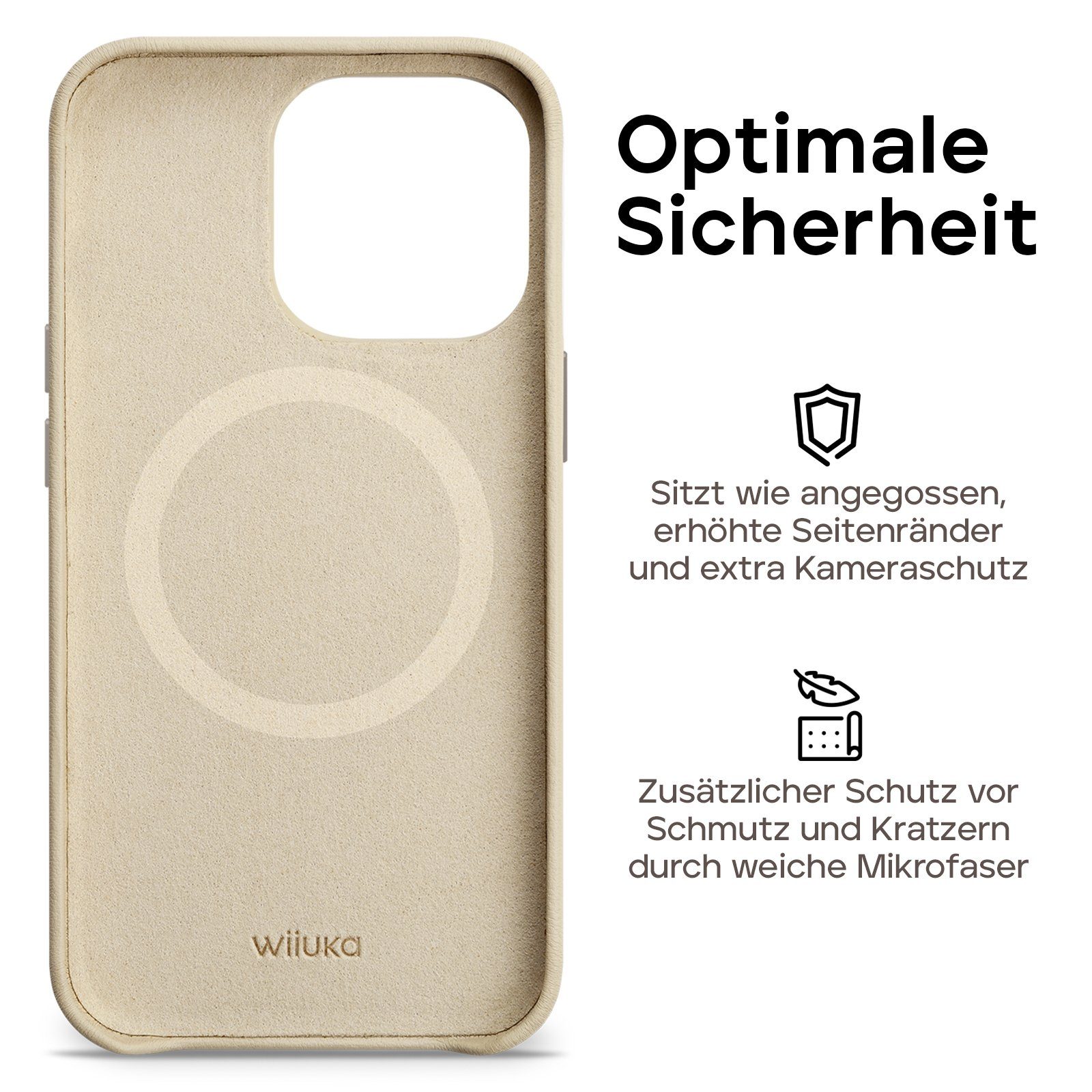 wiiuka Smartphone-Hülle skiin MACARON Handyhülle für iPhone 15 Pro Max, Handgefertigt - Deutsches Leder, Premium Case