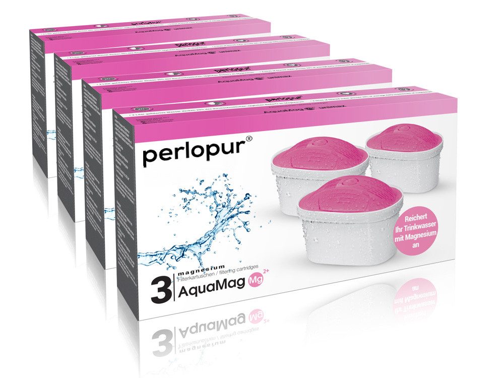 PerloPur Kalk- und Wasserfilter Unimax Magnesium Filterkartuschen AquaMag Pack 12, Zubehör für Brita Maxtra Filter Kartuschen