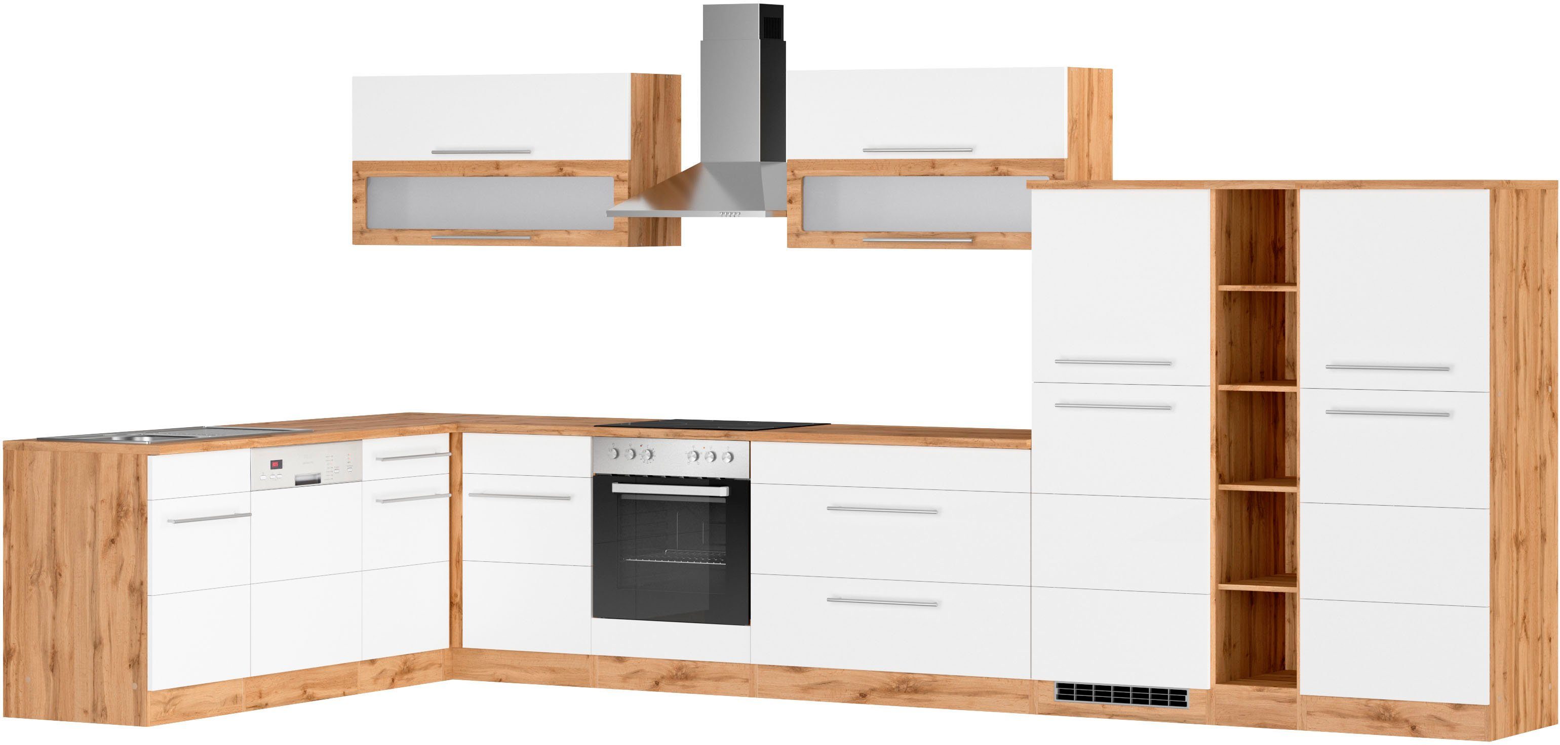 KOCHSTATION Winkelküche KS-Wien, Stellbreite 220 x 420 cm, wahlweise mit E-Geräten