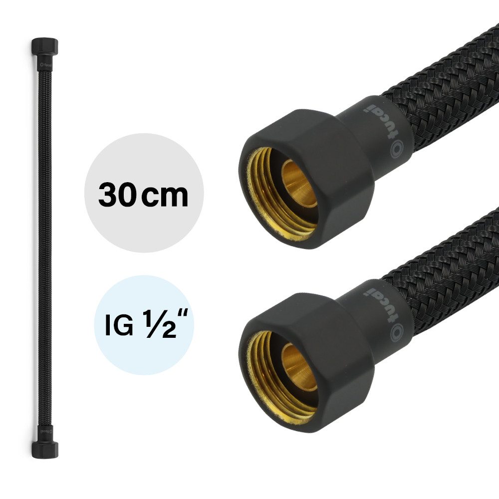 TUCAI Flexschlauch Flexschlauch DN8 IG/IG 1/2" -300mm Schwarz Schwarz Matt