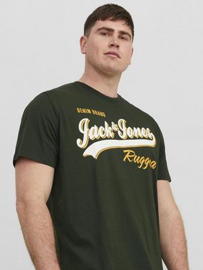 Jack & Jones T-Shirt 2-er Set Logo T-Shirt Kurzarm Shirt Übergröße JJELOGO (2-tlg) 5653 in Schwarz-Grün