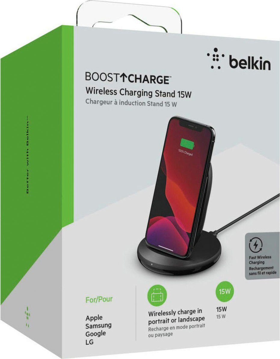 Belkin BoostCharge Wireless Charging Stand 15 W Akku-Ladestation, Wireless  Charging Stand mit Qi-Zertifizierung