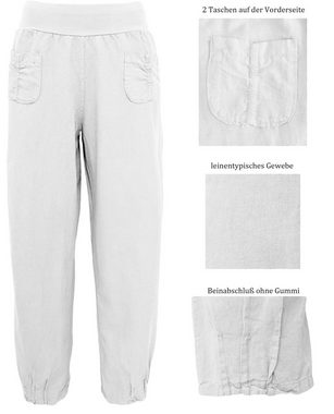 Aurela Damenmode Leinenhose Sommerliche Leinen Pumphose luftig leichte Schlupfhose (1-tlg) bequemer und breiter Gummizug, lässige und weite Passform, 100% Leinen, mit weitem Bein