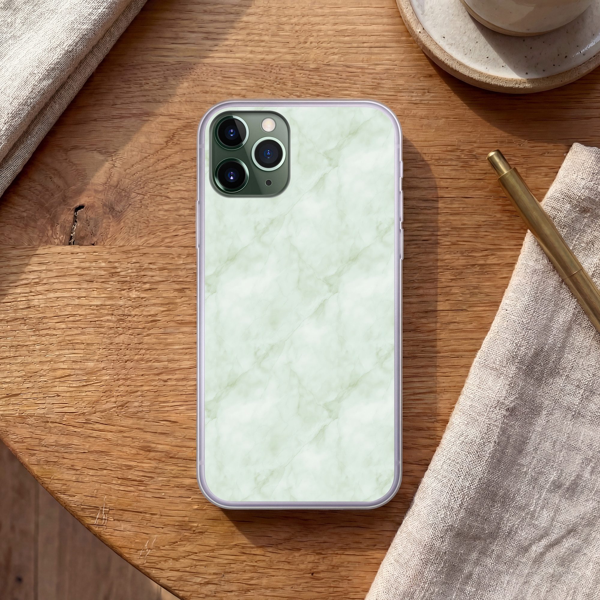MuchoWow Handyhülle für Apple iPhone 11 Pro Grün - Marmor - Fließende Adern, Smartphone-Bumper, Print, Handy Schutzhülle Dünn