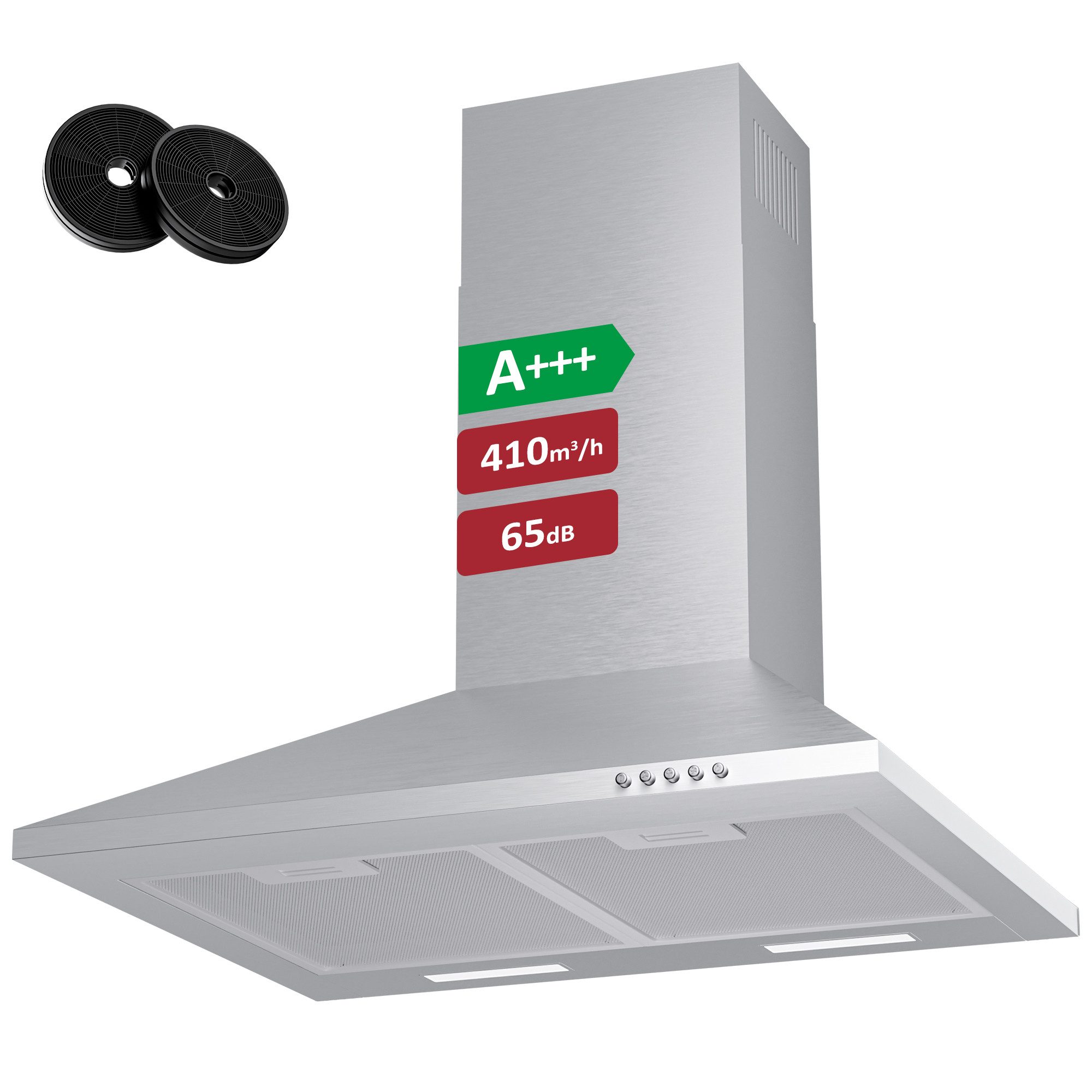 Levivo Wandhaube A+++ 410 m³/h Dunstabzugshaube 60cm und 90cm Umluft & Abluft A+++ 410 m³/h Dunstabzugshaube 60cm und 90cm Umluft & Abluft, Aktivkohlefiltern, Fettfiltern, LED-Beleuchtung
