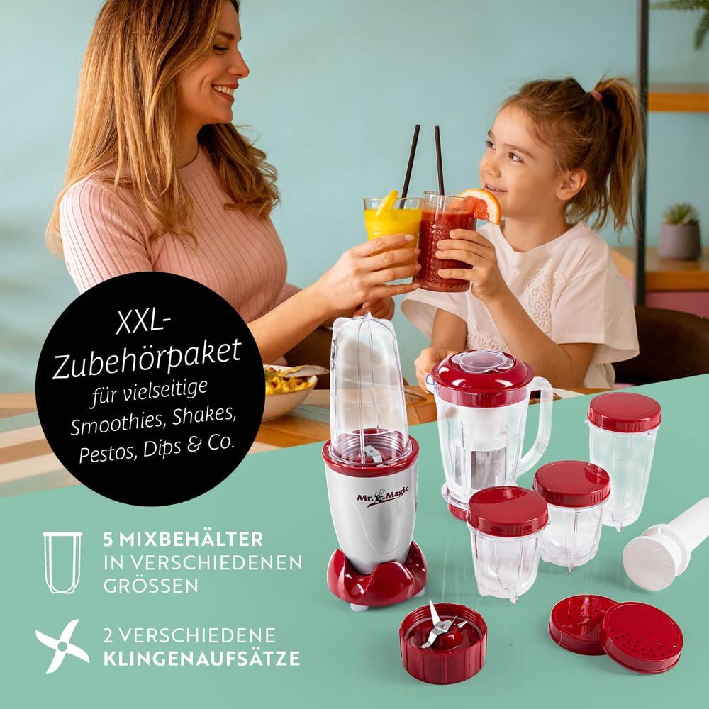 GOURMETmaxx Standmixer Smoothie Maker & Standmixer 18tlg. Set - 400W, 400 W, Elektrischer Blender 750ml, Mixer inkl. 4 To-Go Becher – Bild 4 von 5