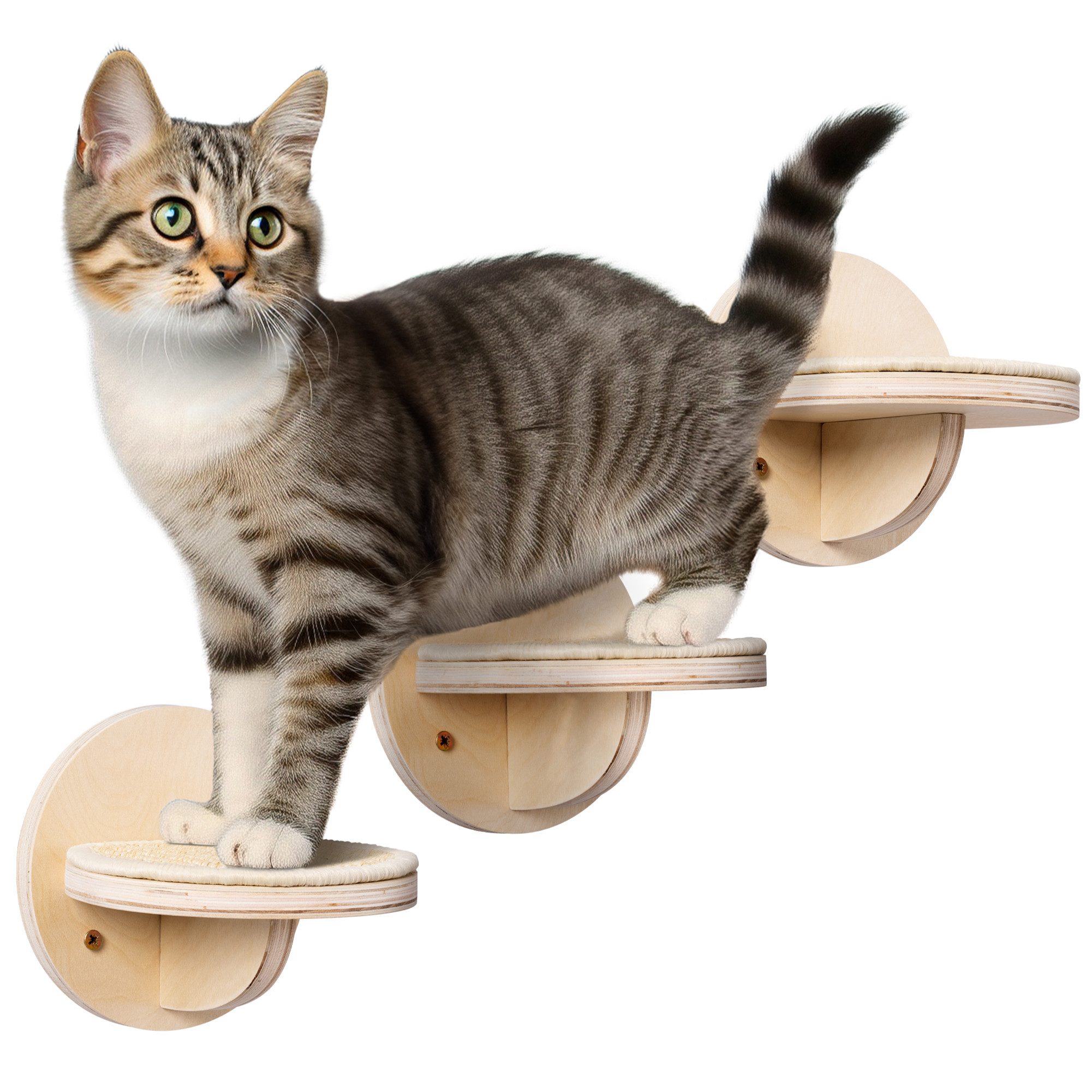 Navaris Kratzpappe Katzen Kletterwand 3-Teilig - Katzentreppe für die Wand, günstig online kaufen