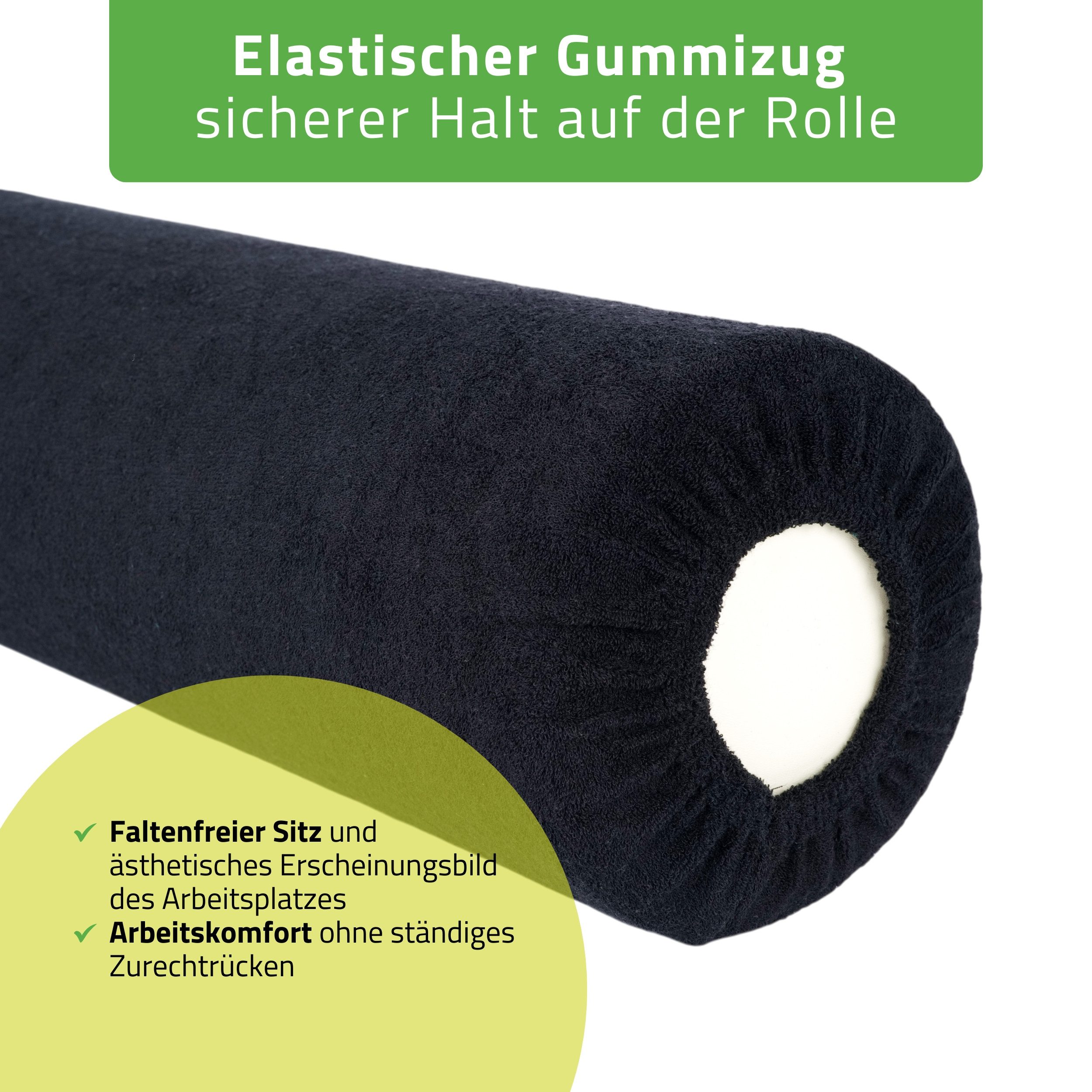 Habys Massageliege Frottee Bezug für Lagerungsrolle, Vollrolle, Nackenkissen, 15x60 cm