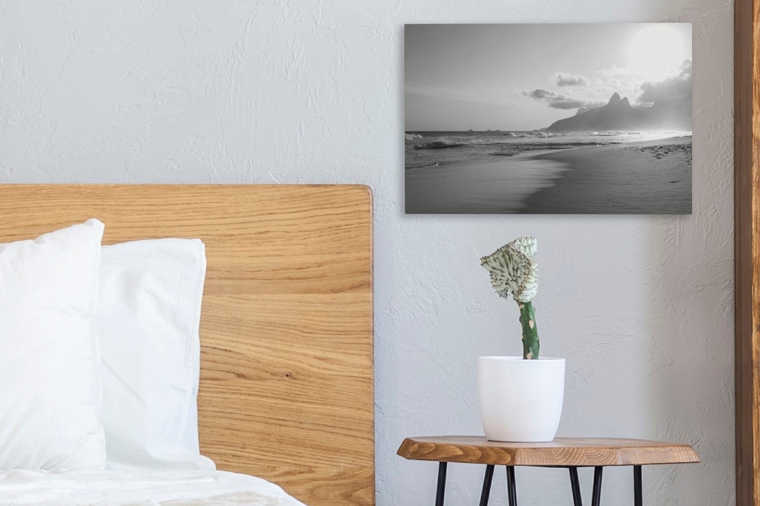 OneMillionCanvasses® Leinwandbild Ipanema Strand cm de 30x20 schwarz und Janeiro, Wandbild Aufhängefertig, in Rio - (1 Wanddeko, St), weiß, Brasilien Leinwandbilder