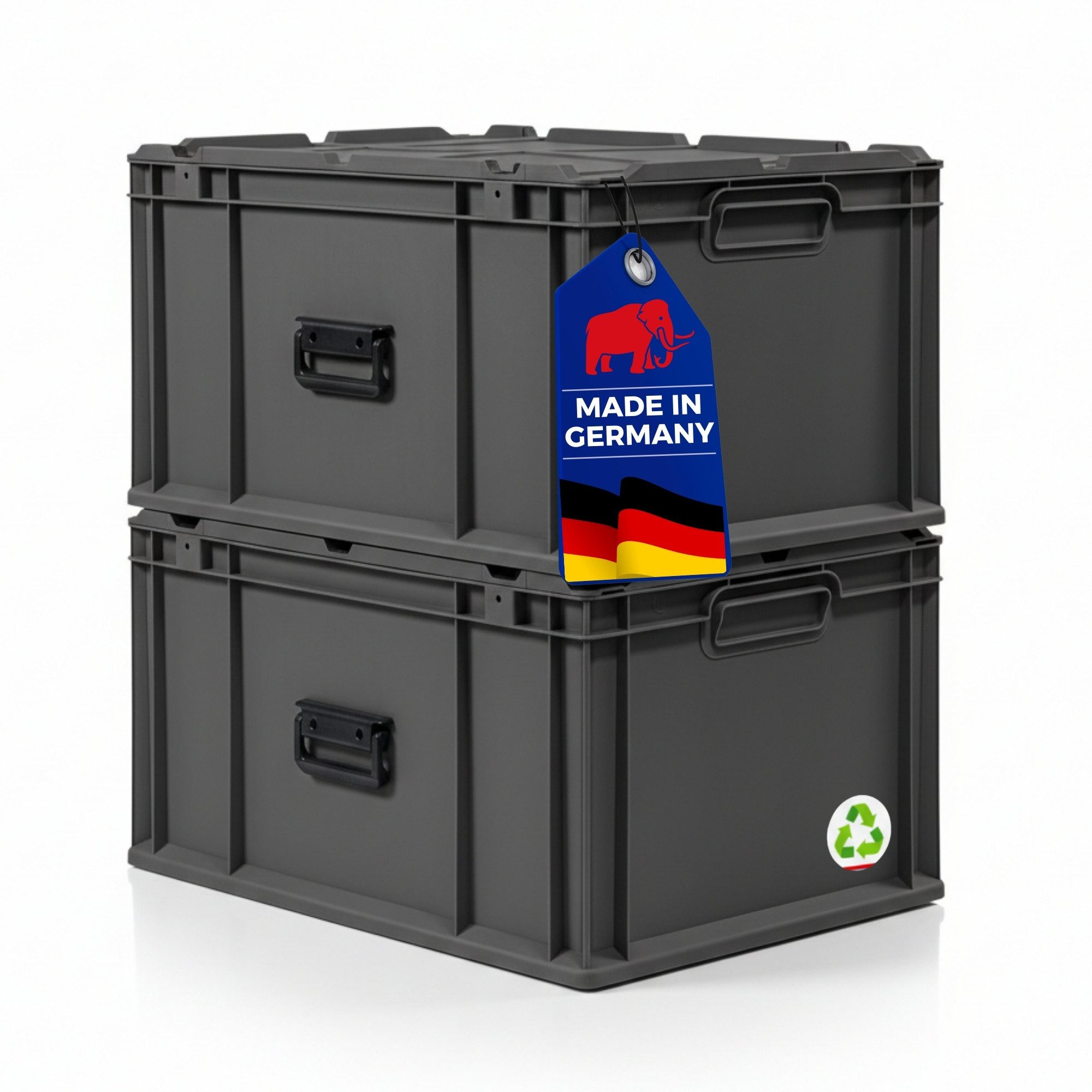 PROREGAL® Stapelbox SuperSparSet Eurobox NextGen Portable, Verschiedene Größen/Mengen (SparSet, 2 St., Eurobox mit Scharnierdeckel, Deckelverschluss und Koffergriff), Eurobehälter, Transportbox, Transportbehälter, Stapelbehälter