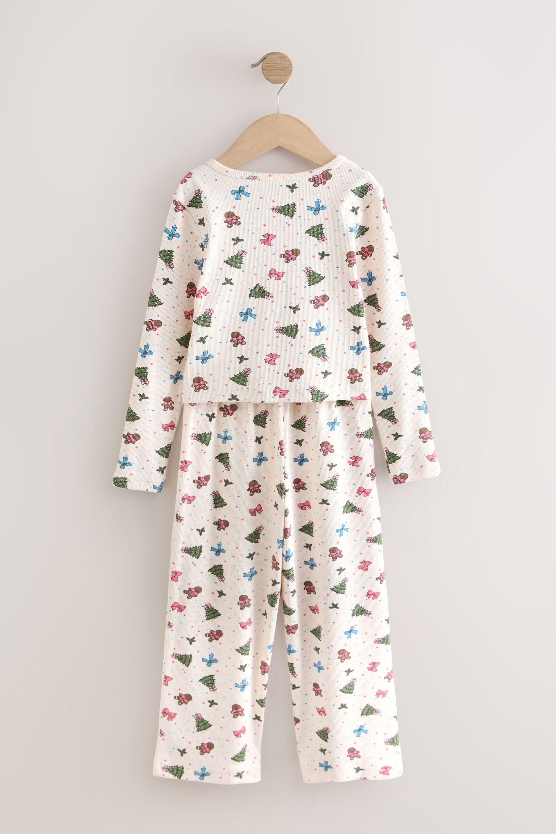 Next Pyjama Schlafanzug mit weitem Bein, Weihnachts-Print (2 tlg)