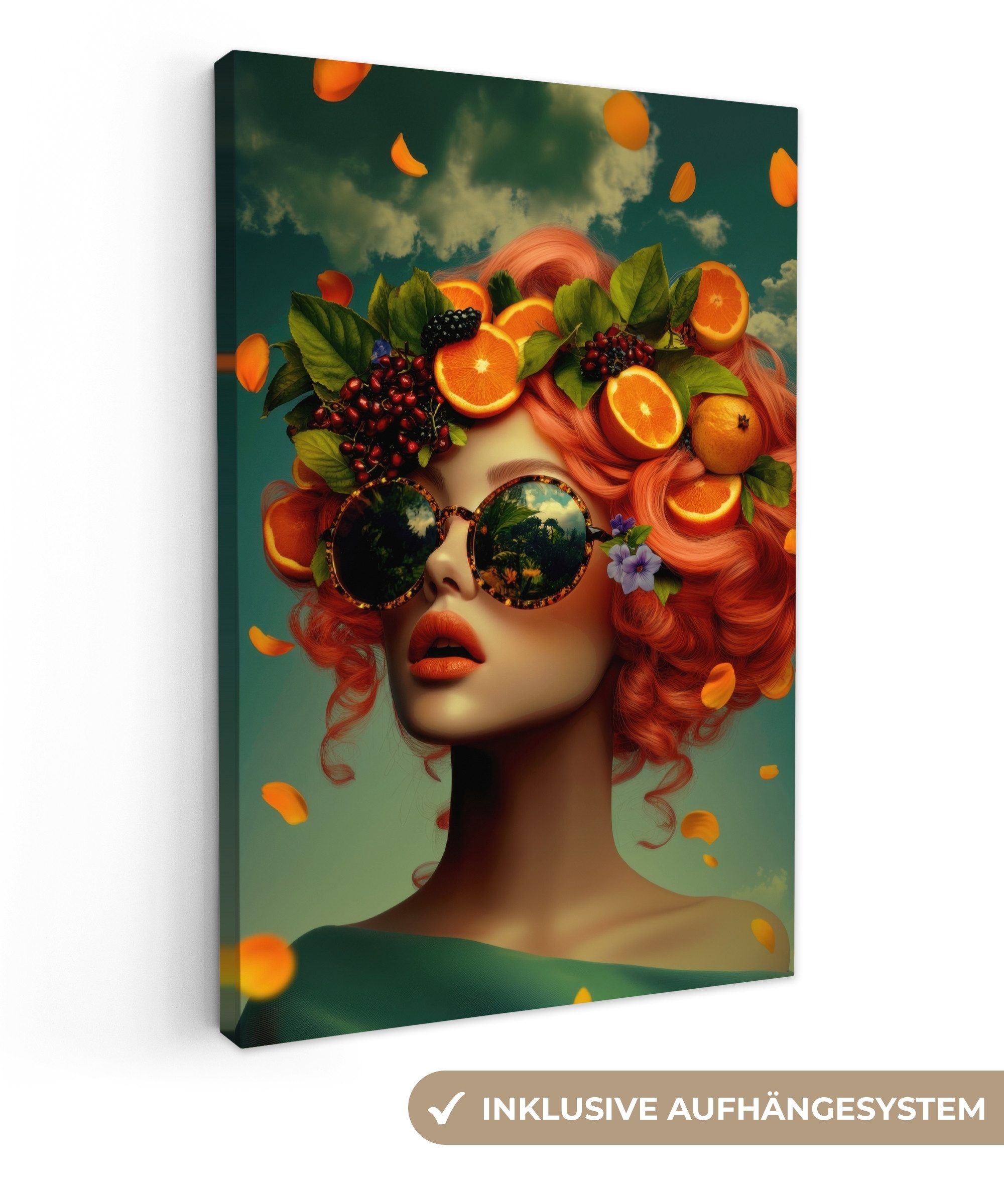 OneMillionCanvasses® Leinwandbild Weiblich - Orange - Beere - Orange - Küch günstig online kaufen