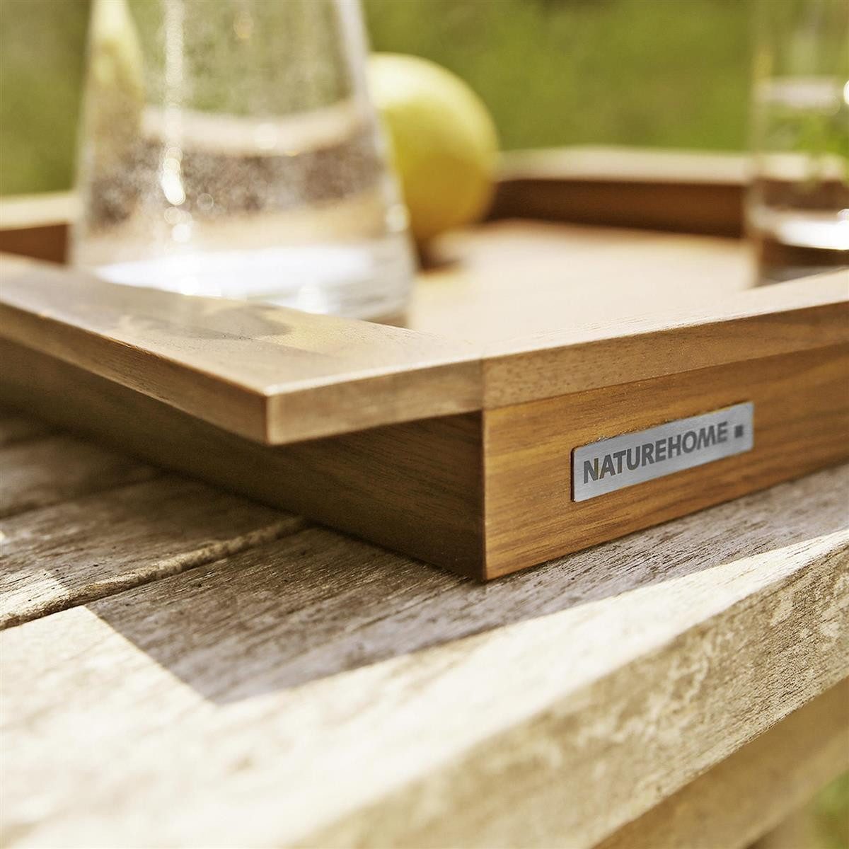 NATUREHOME Tablett NH-E Holztablett Eiche, 64,5 x 43 x 4 cm, Holz