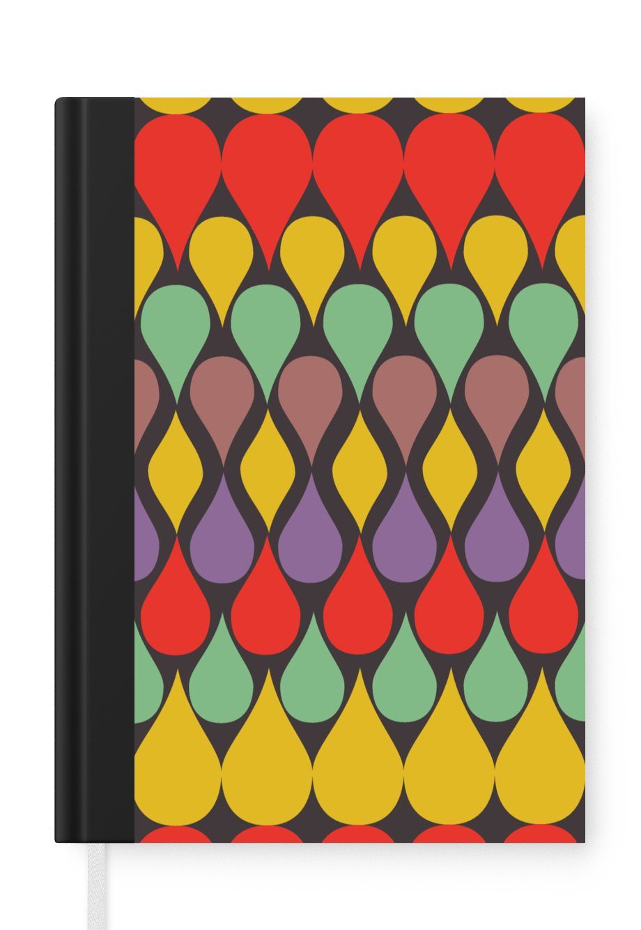 MuchoWow Notizbuch Vintage - Retro - Farben - Muster, Journal, Merkzettel, Tagebuch, Notizheft, A5, 98 Seiten, Haushaltsbuch