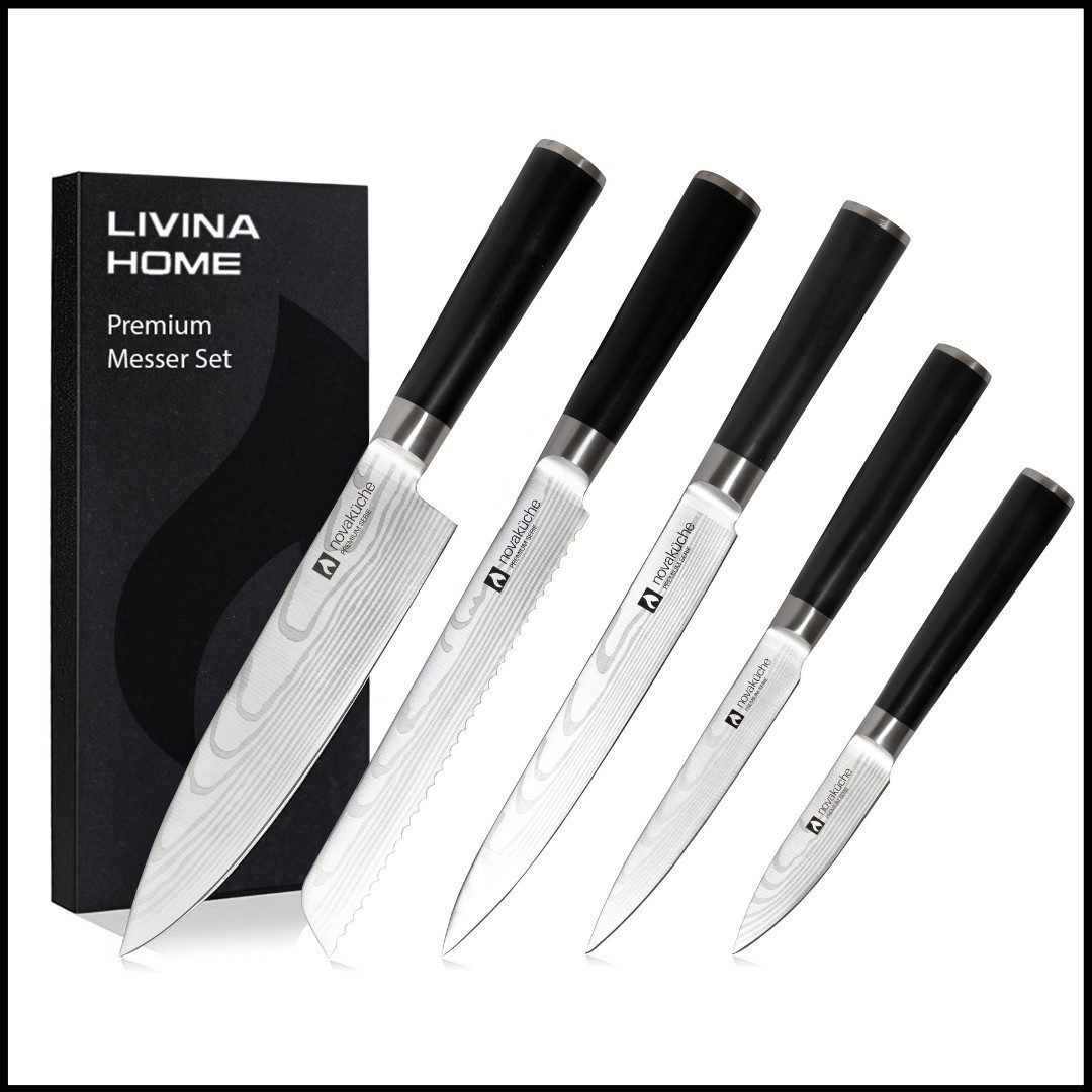 LIVINA HOME Messer-Set Set Kochmesser, Messerset - 5-tlg. Küchenmesser Set (5-tlg), als 5er oder 6er-Set erhältlich, Geschenkbox, Black Friday Sale!