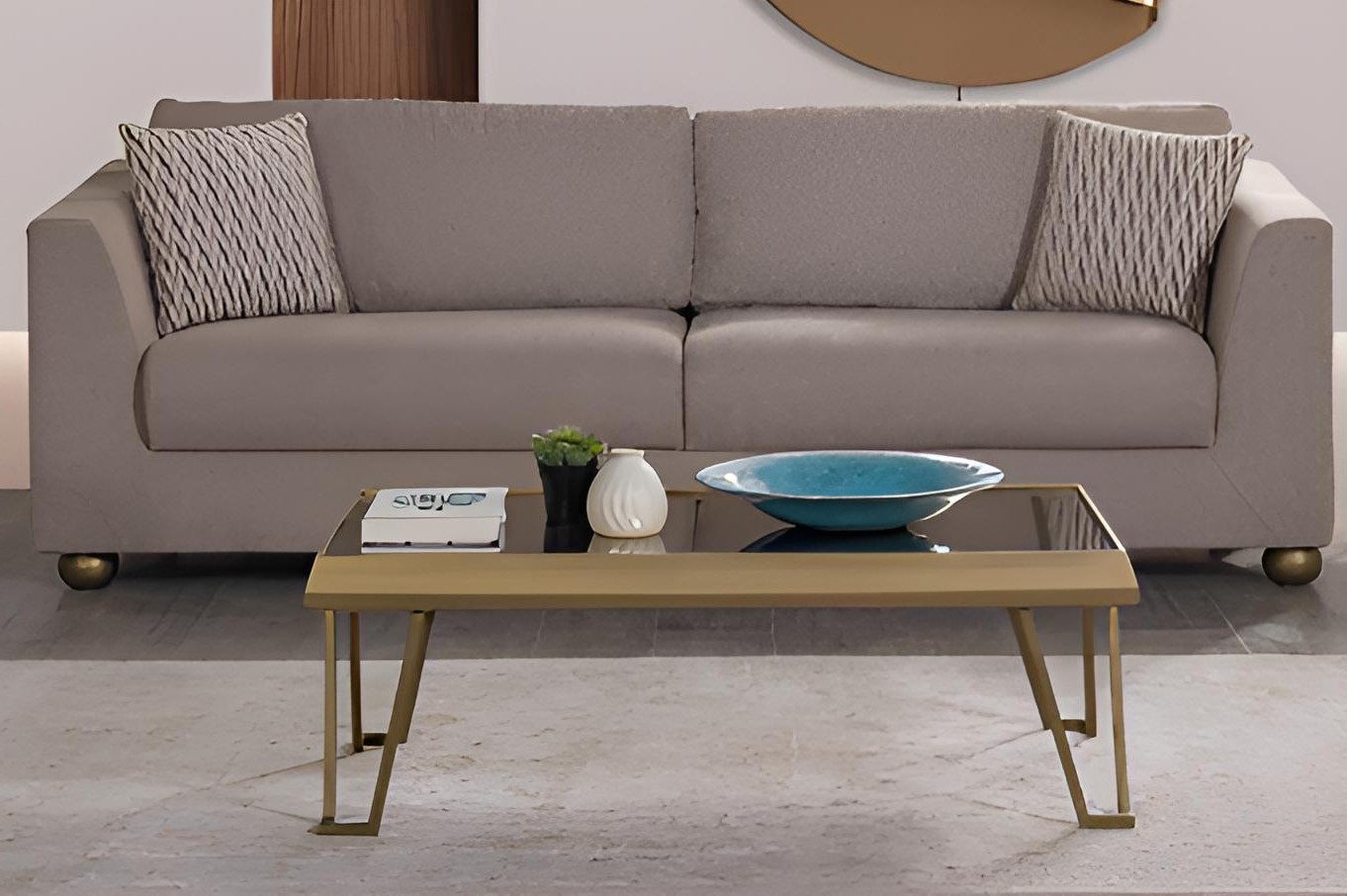 Xlmoebel Couchtisch Goldener Minimalistischer Tisch im modernen Design mit Metallrahm, Made in Europa