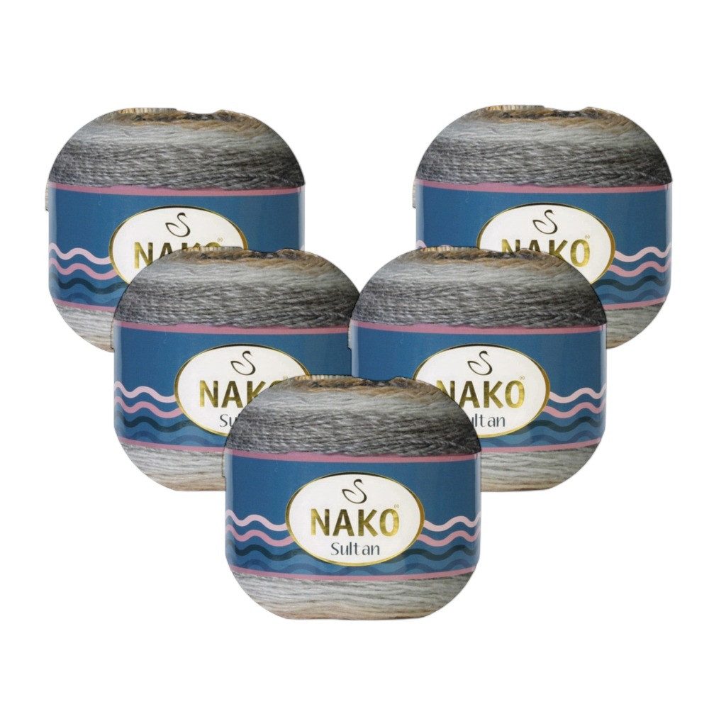 NAKO 4 x Nako Sultan Häkelwolle, 320 m, Strickgarn,Häkelngarn